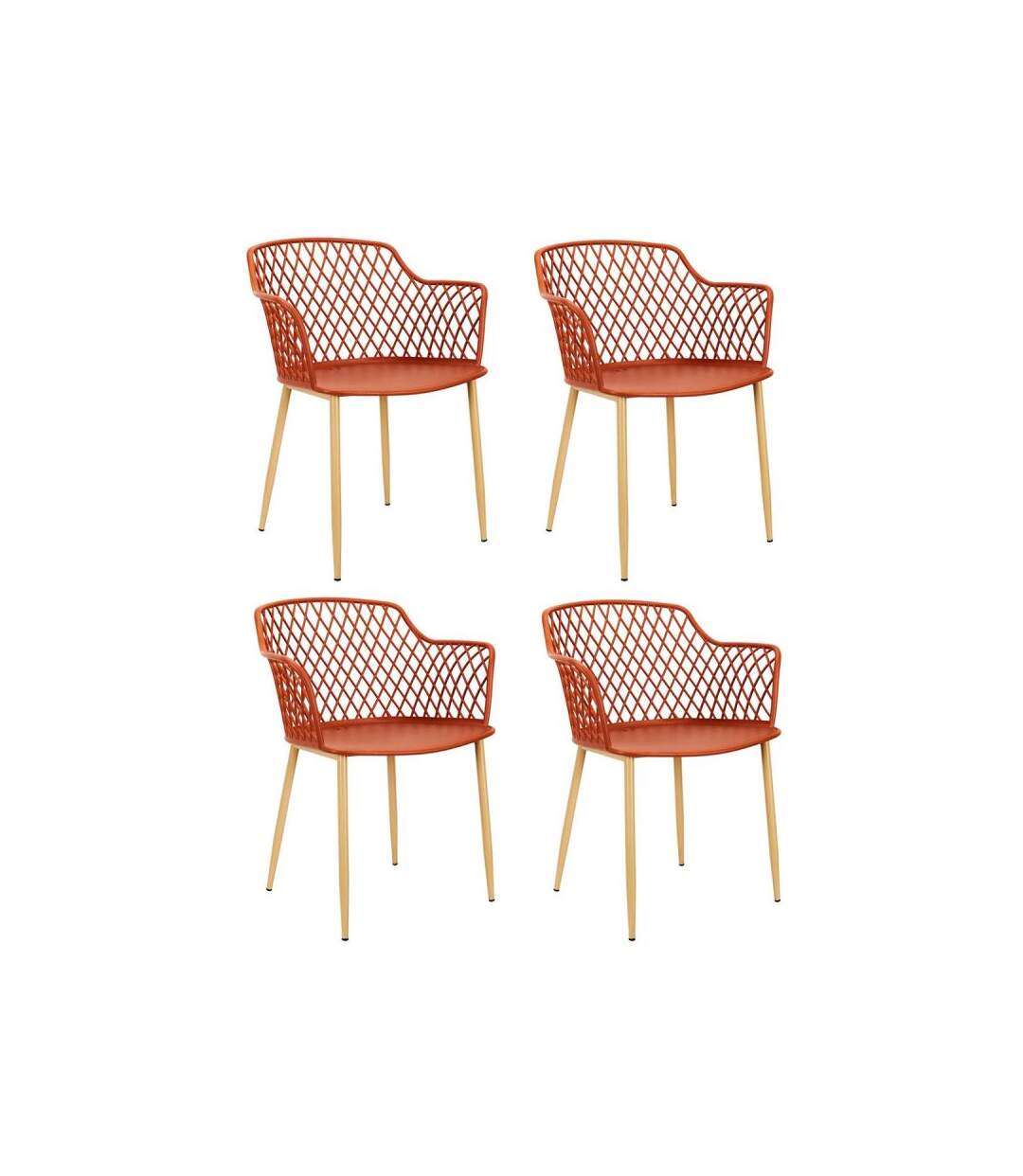 Paris Prix - Lot De 4 Fauteuils Design malaga 80cm Terracotta