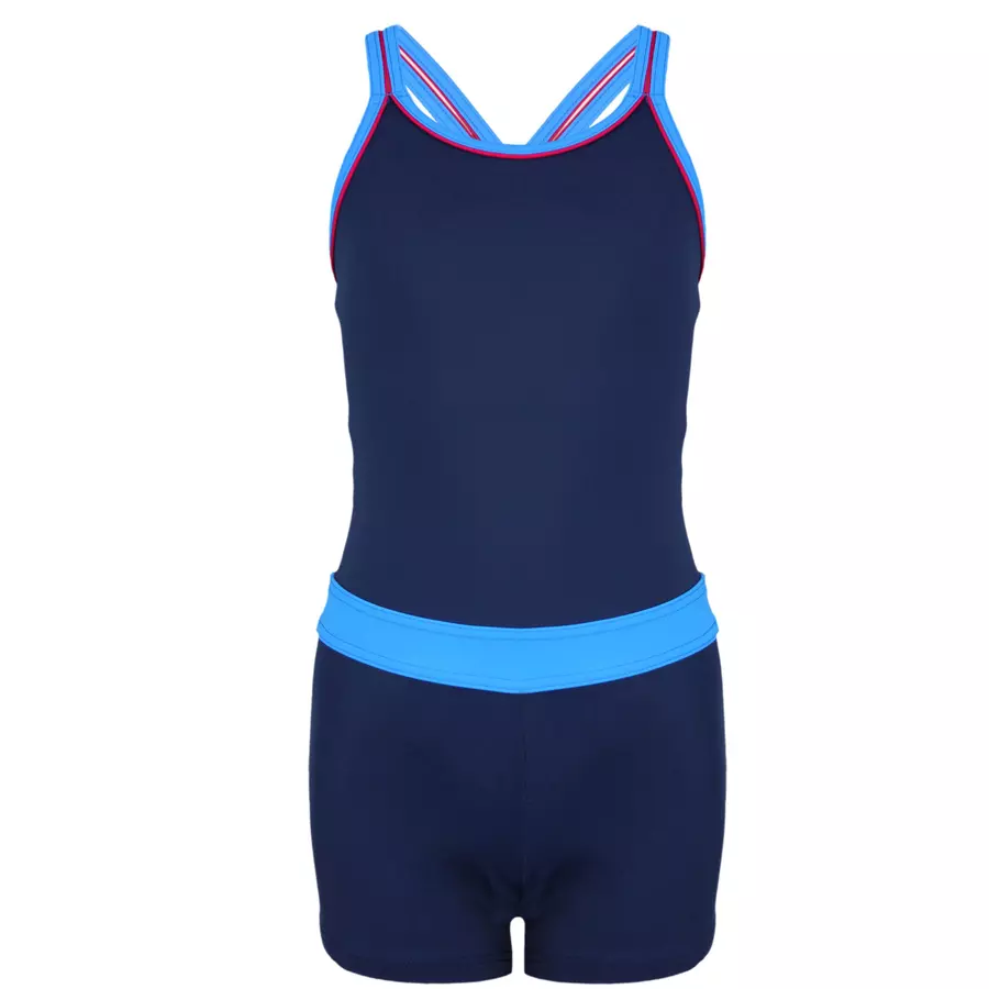 Aquarti Mädchen Badeanzug mit Bein Racerback blau