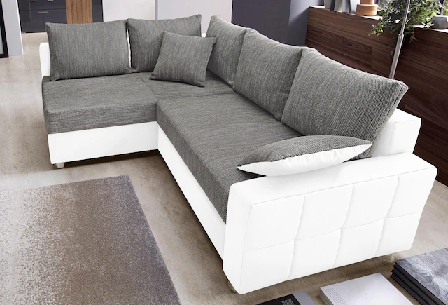 COLLECTION AB Ecksofa »Parma L-Form« mit Bettfunktion und Federkern