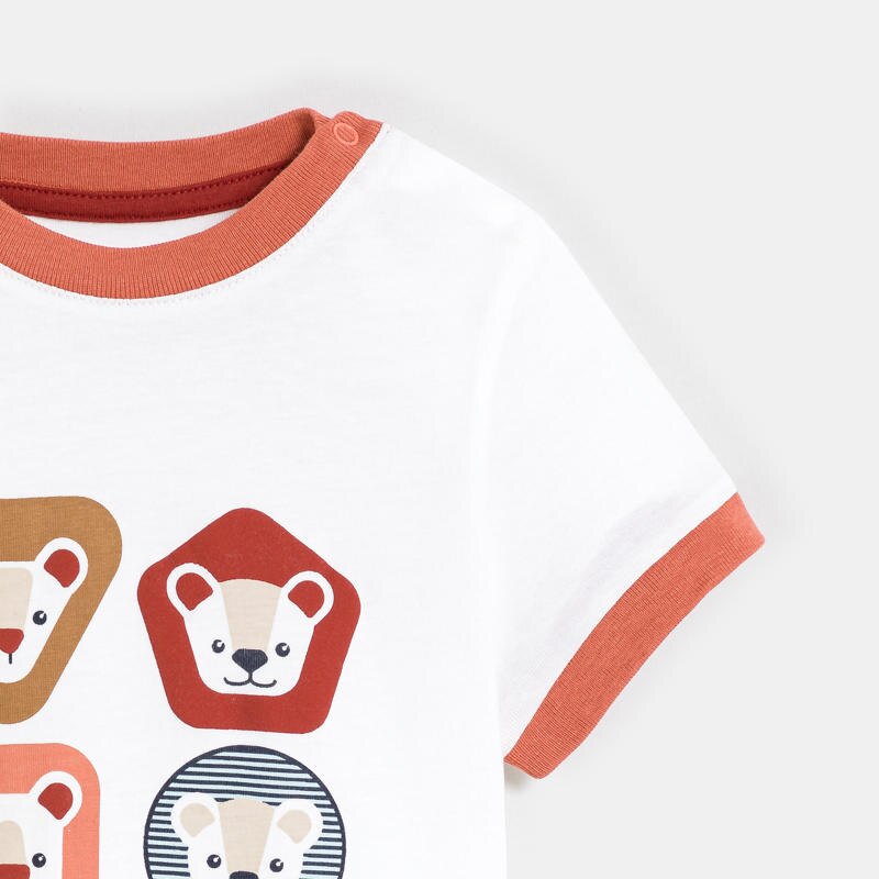 T-shirt animaux blanc bébé garçon Blanc