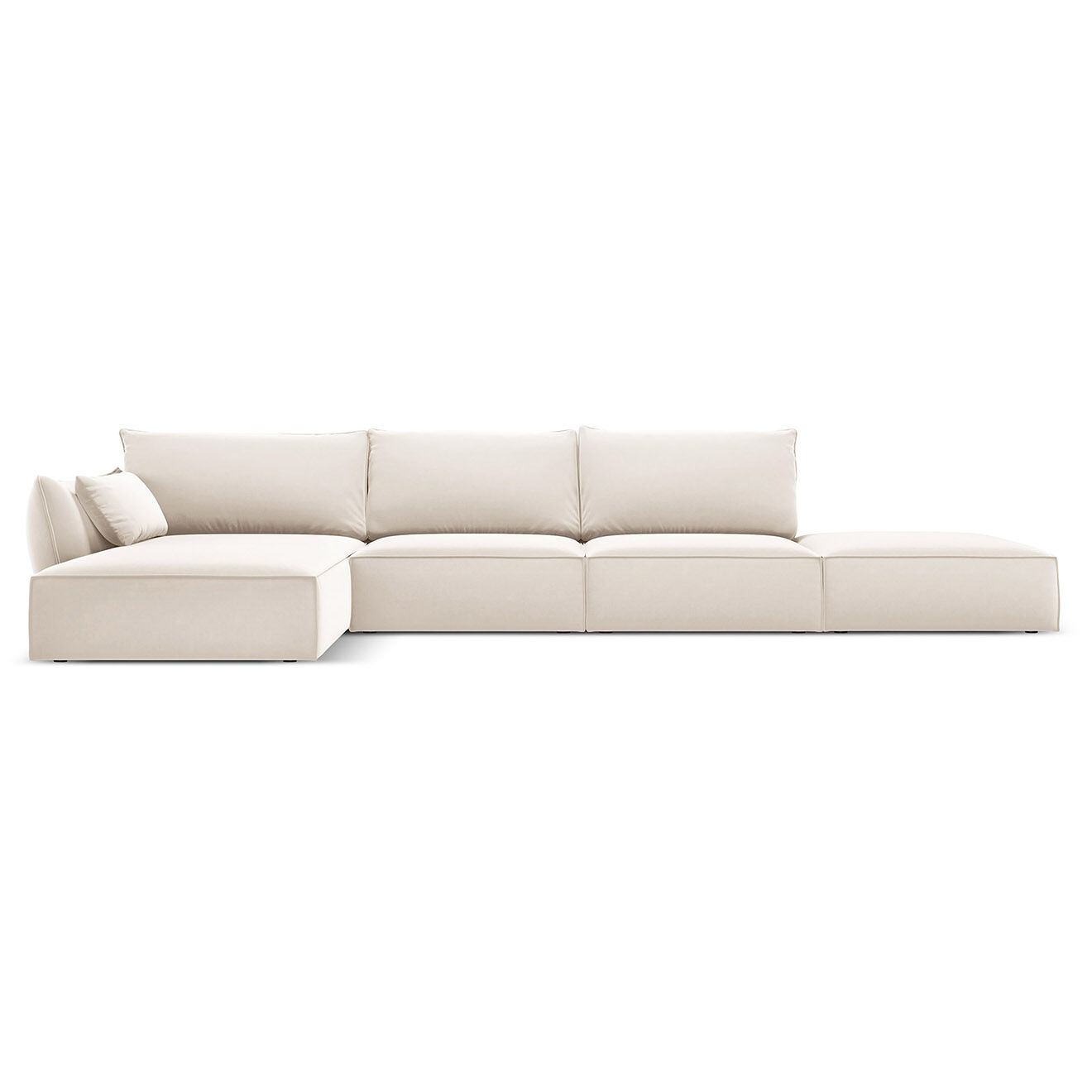 Mazzini Sofas Canapé d'angle gauche Velours Vanda 5 Places beige clair - 386x166x85 cm