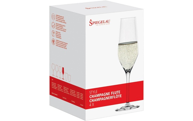 Eulenspiegel Champagnerglas »Spiegelau Champagnerglas Style 240 ml, 4 Stück, Transparent« Brillianz, Klangvoll, Kristallklar
