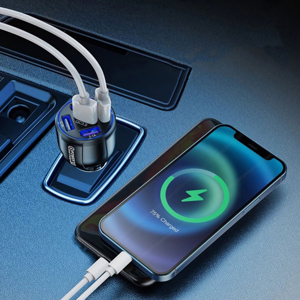 Universal 5-fach USB Auto KFZ Ladegerät Quick Charge 3.0 - Schwarz