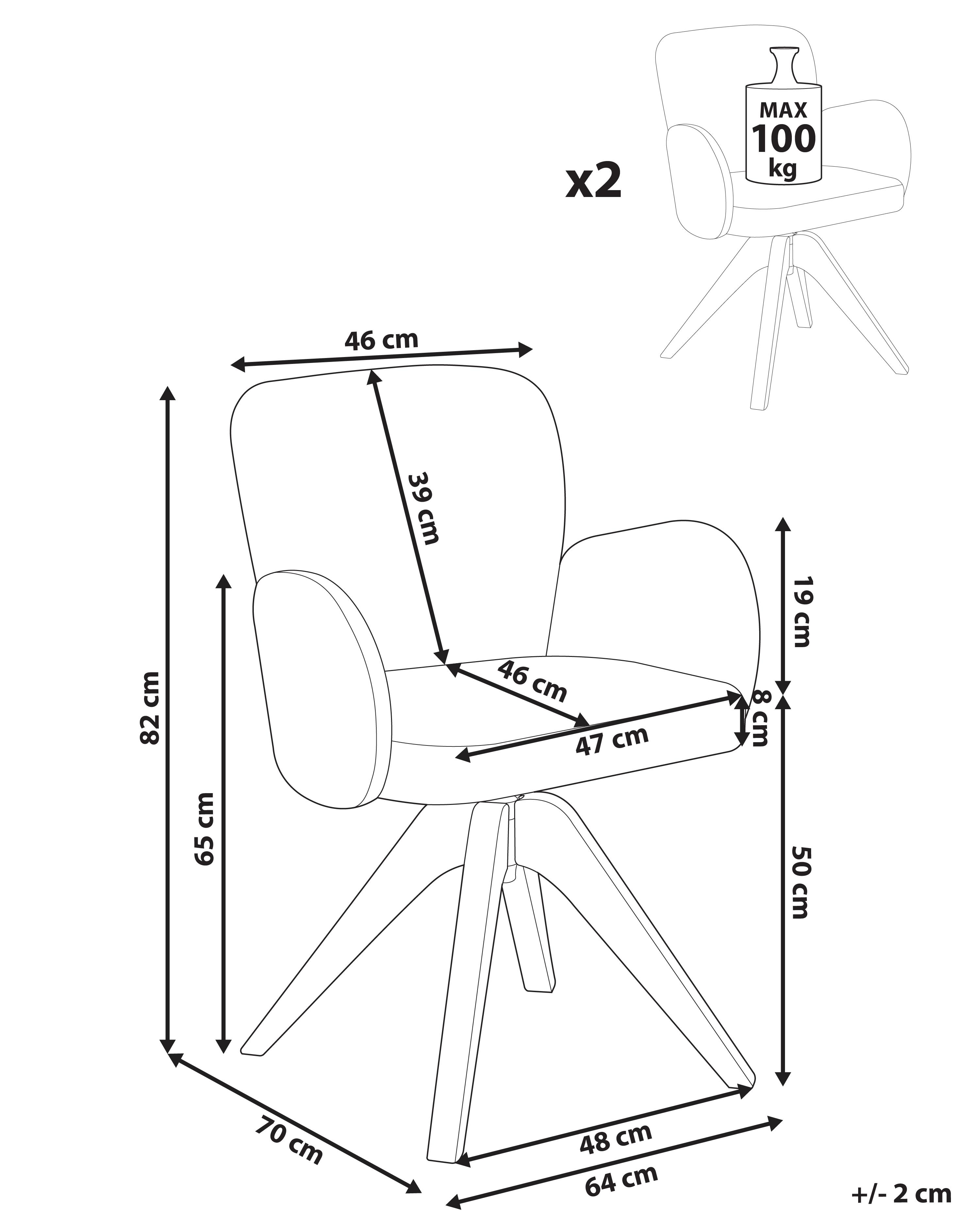 Set van 2 eetkamerstoelen draaibaar JEAN Stof Lichtbeige