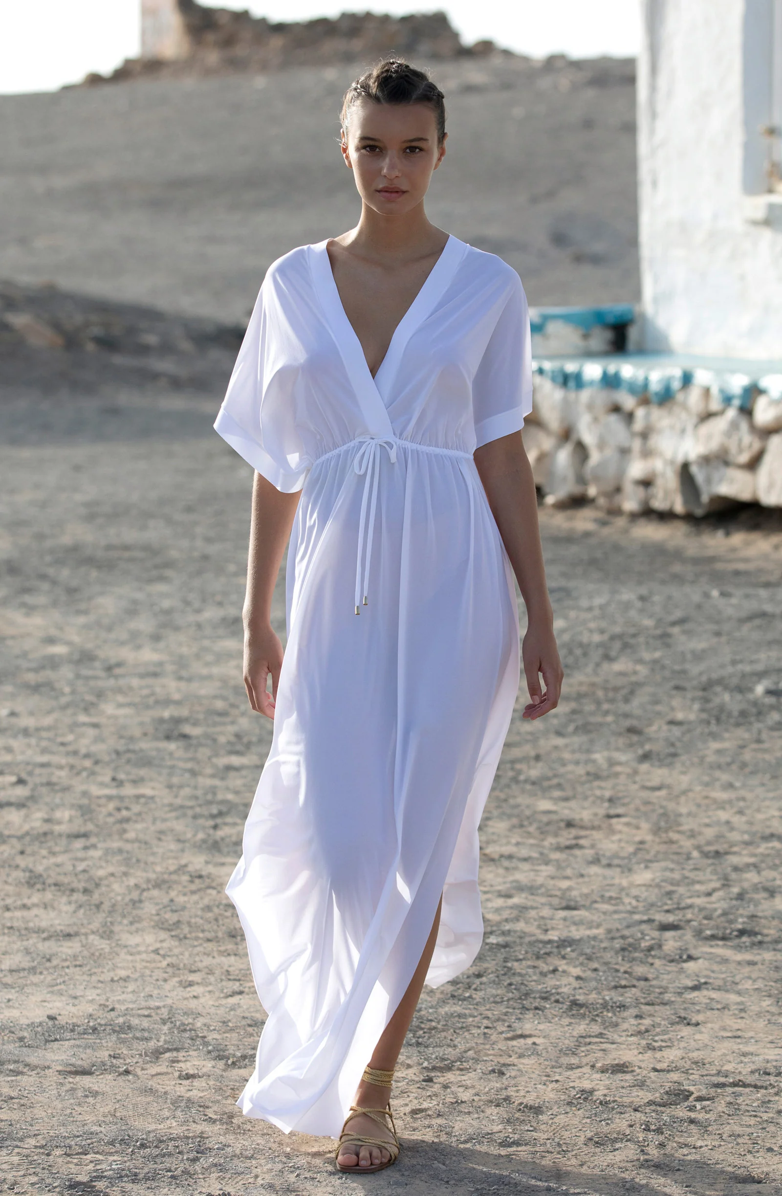lyra Robe longue fendue sur les côtés blanc Blanc
