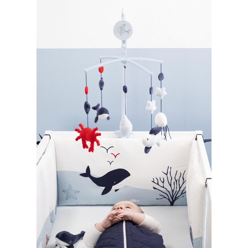 Doudou mouchoir baleine - Bleu marine