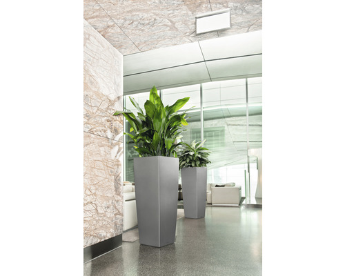 Lechuza Cubico Alto 40 plantenbak complete set H 105 cm zilver