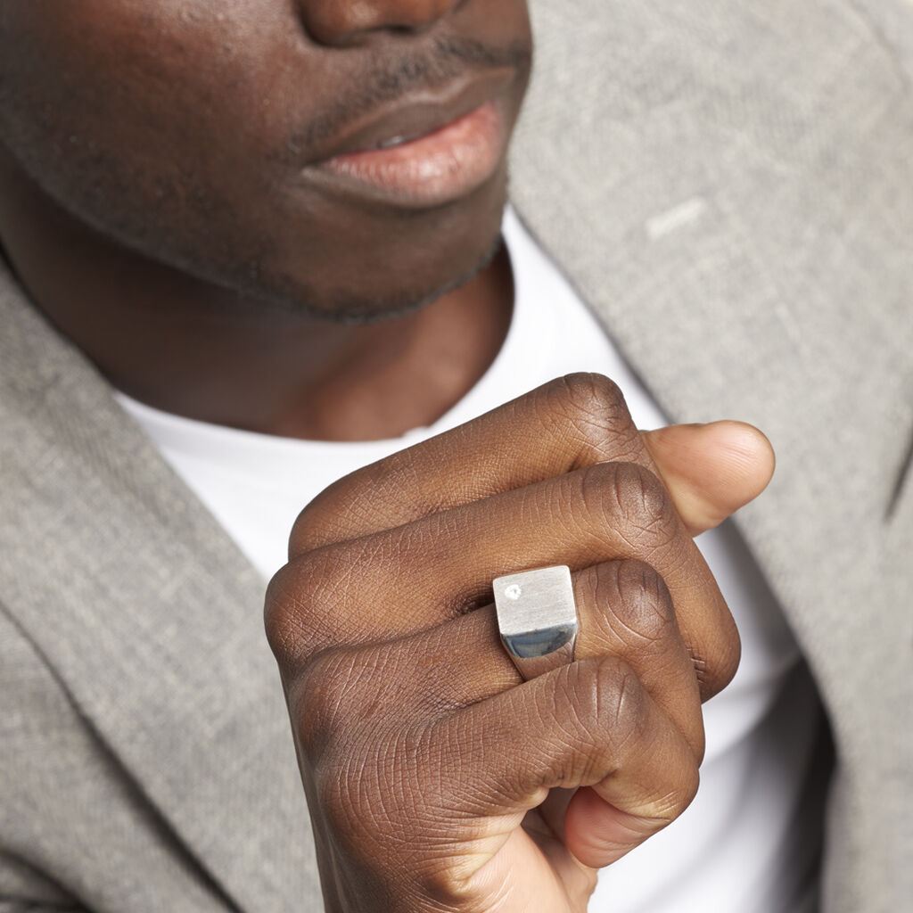 Chevalière Nataniel Argent Blanc Oxyde De Zirconium
