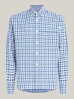 Camisa Oxford de corte regular com estampa xadrez vichy bicolor