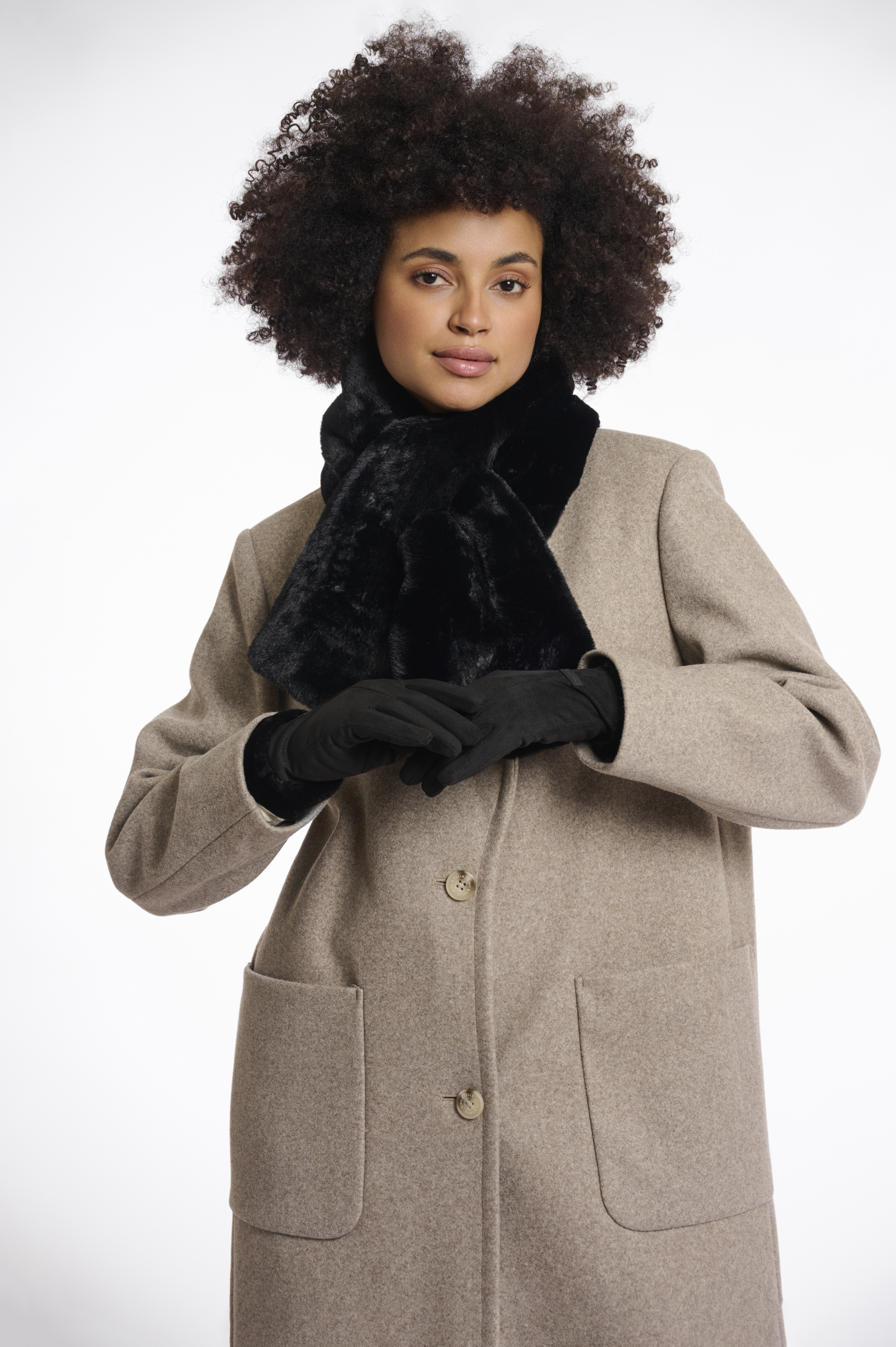 Rino & Pelle - Danzo Gloves With Fake Fur - Black