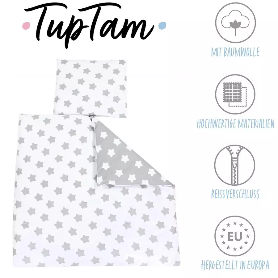 TupTam Unisex Baby Bettwäsche Wiegenset 4-teilig weiß