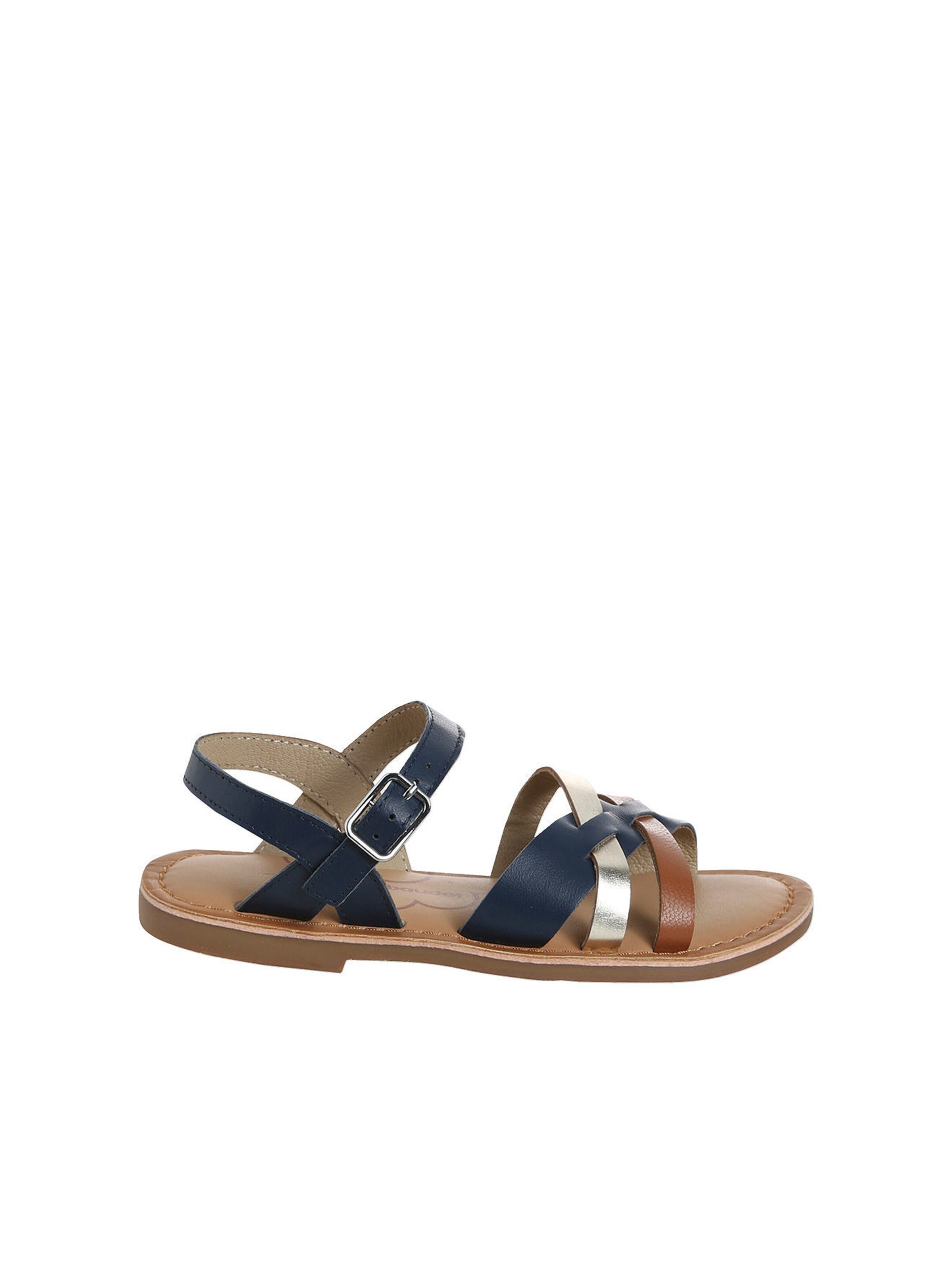 Vertbaudet Kinder Leder-Sandalen mit Schnalle und Anziehtrick set blau