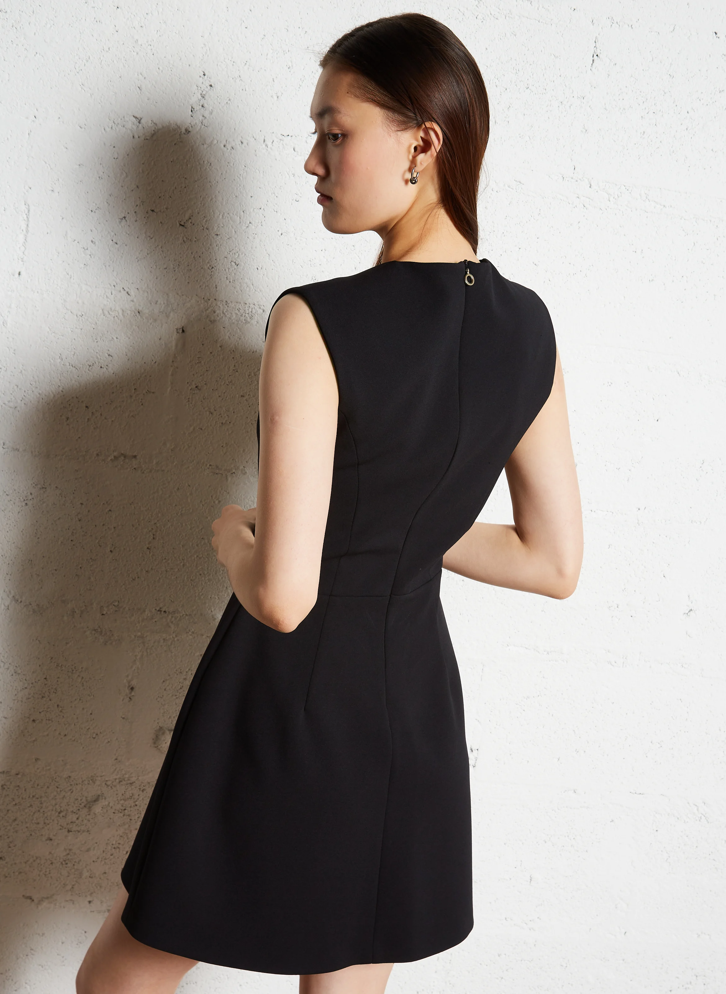 Robe courte col carré | Noir