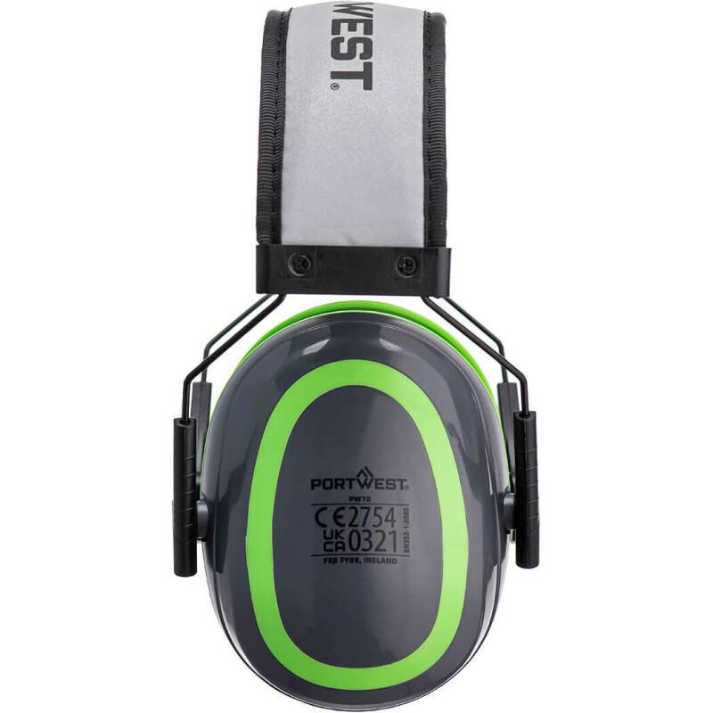 Portwest PW72 Casque anti-bruit HV Extreme basse Gris /Vert