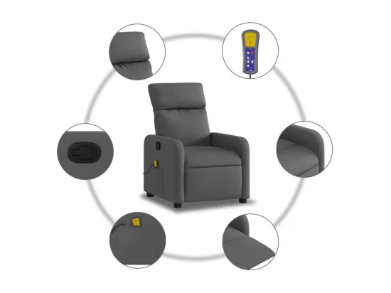 Fauteuil massant inclinable Gris foncé Tissu