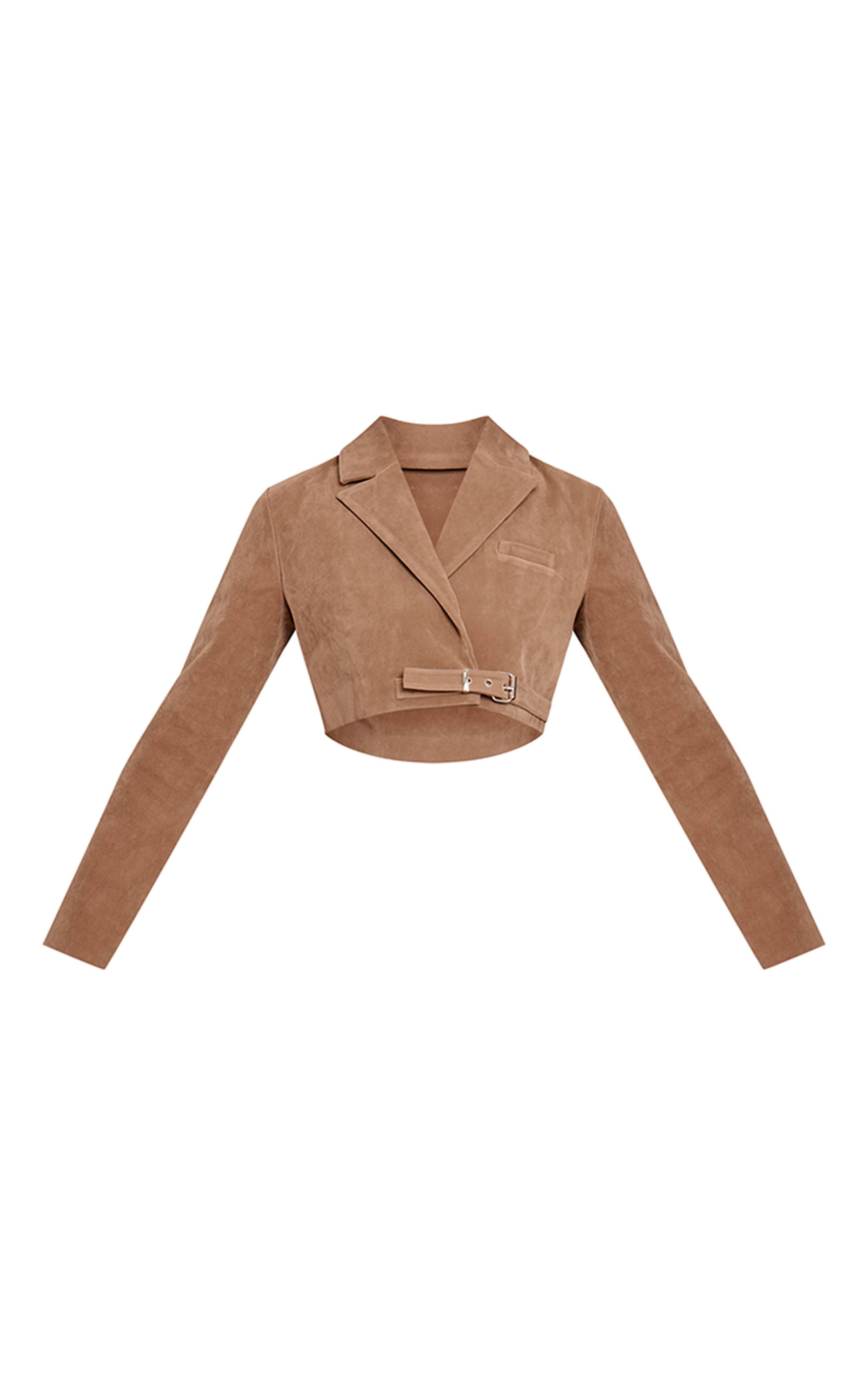 Sable Blazer Court Extrême En Synthétique