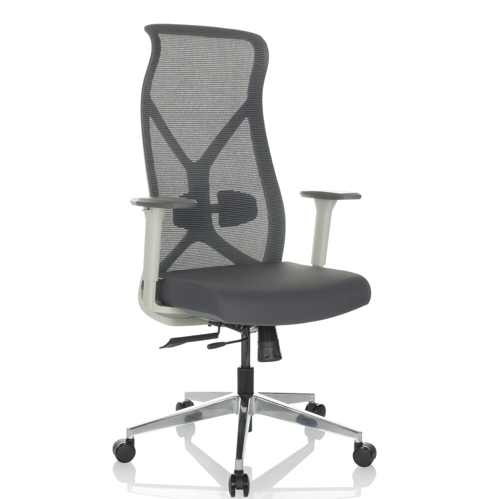Profi Bürostuhl AZURRO WHITE Stoff/Netzstoff mit Armlehnen hjh OFFICE