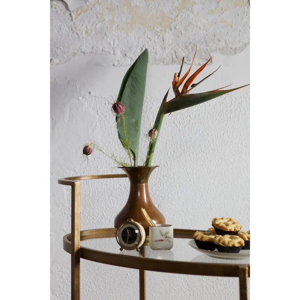 WOOOD Push Trolley - Metaal - Antique Brass - 86x67x35