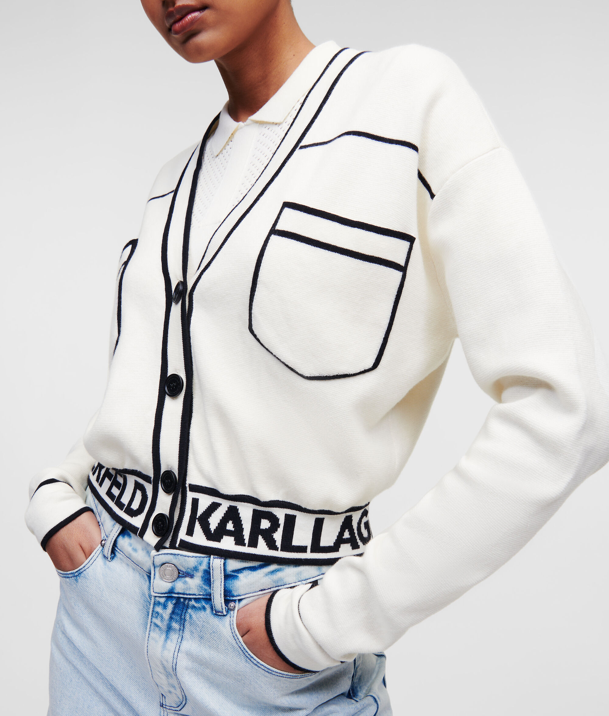 CARDIGAN CROPPED AVEC LOGO KARL