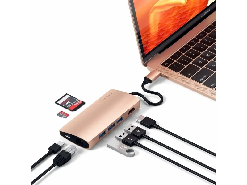 Satechi TYPE-C MULTI-PORT ADAPTER 4K WITH ETHERNET V2 - Dockingstation - USB-C / Thunderbolt 3 - HDMI - 1GbE