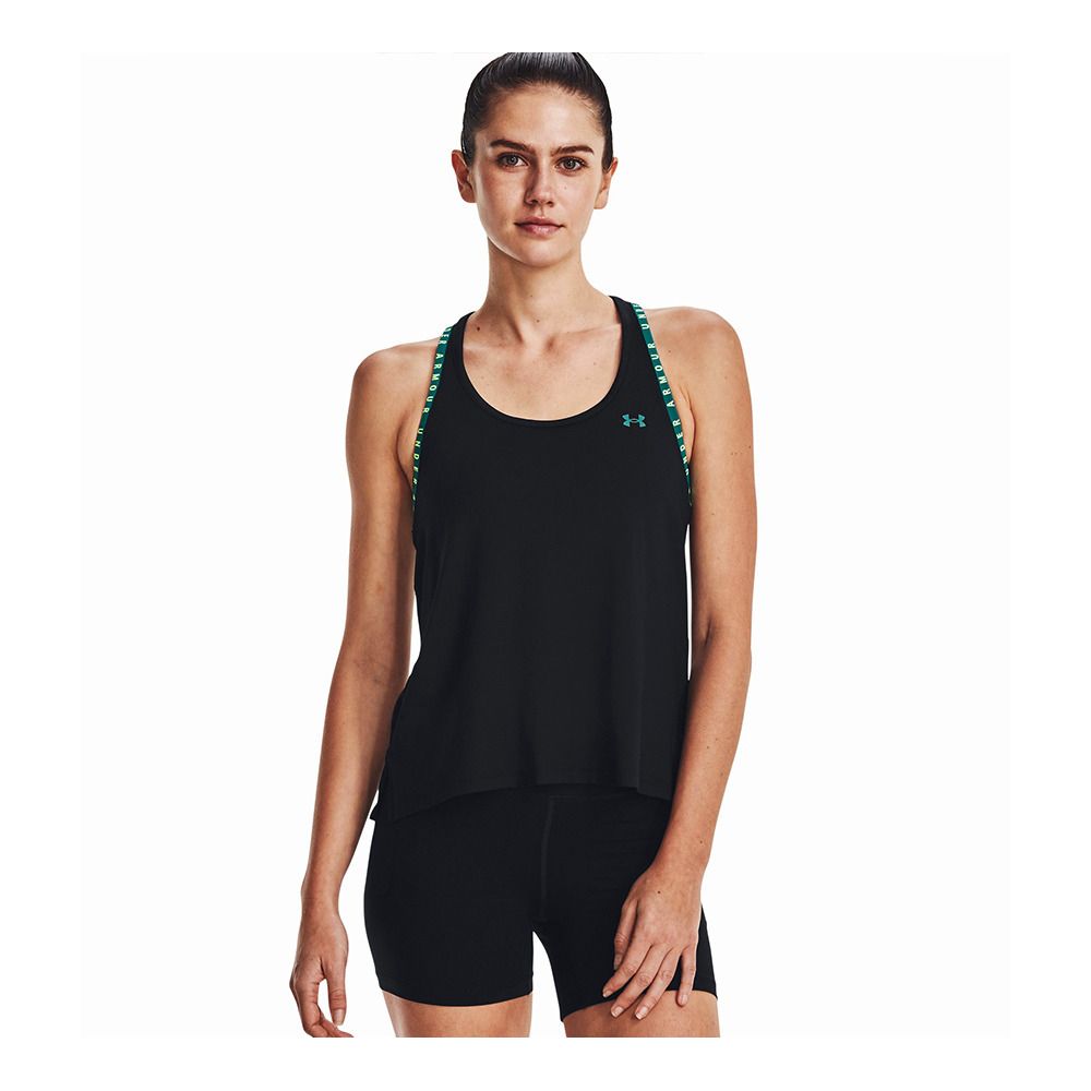 Under Armour UA KNOCKOUT - Débardeur Femme black/lime surge/coastal teal