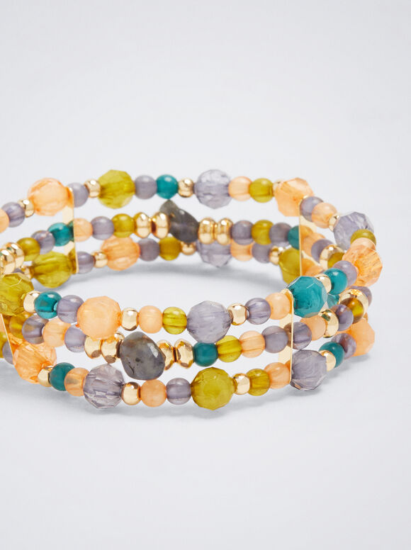 Pulseira elástica com pedra - Multicolorida