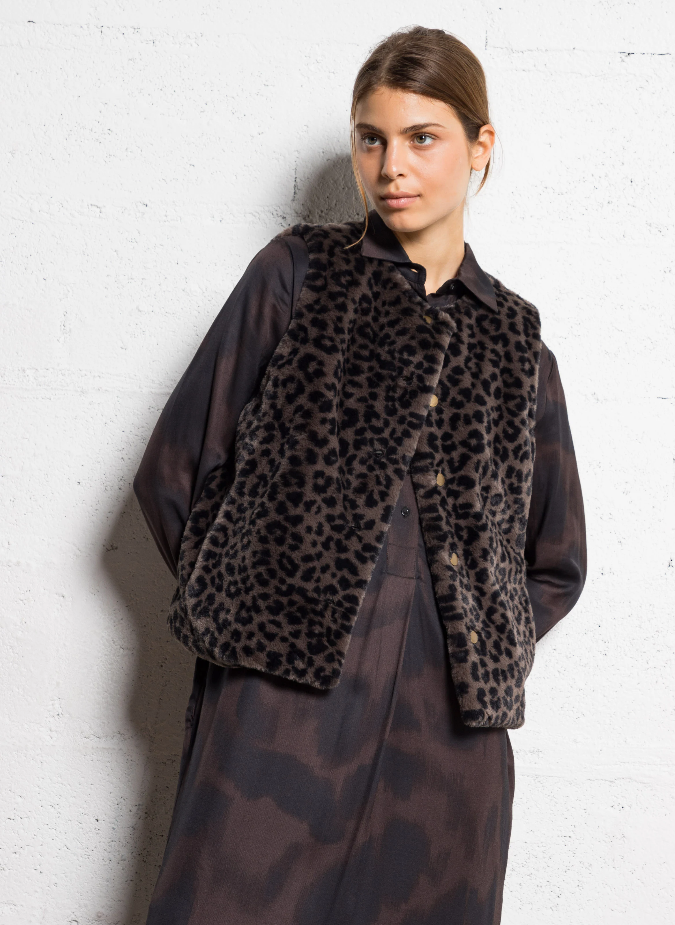 BROOKLYN - Veste sans manches effet fourrure | Noir