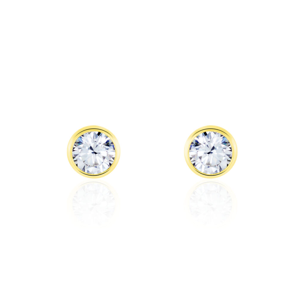 Boucles D'oreilles Puces Daria Serti Clos Or Jaune Oxyde De Zirconium