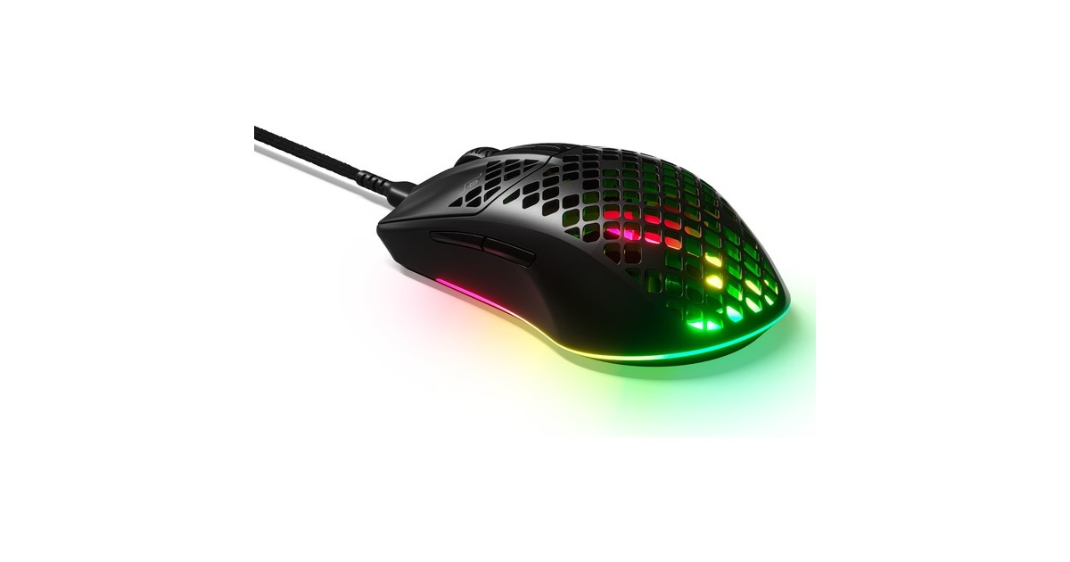 SteelSeriesAerox 3 Onyx 2022 gaming muis  (Zwart, 8500 dpi, RGB leds)