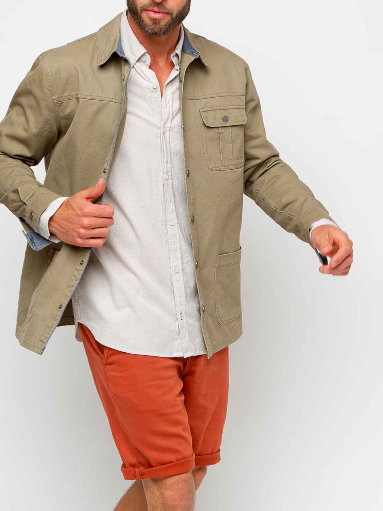Sur-Chemise Homme Coton kaki