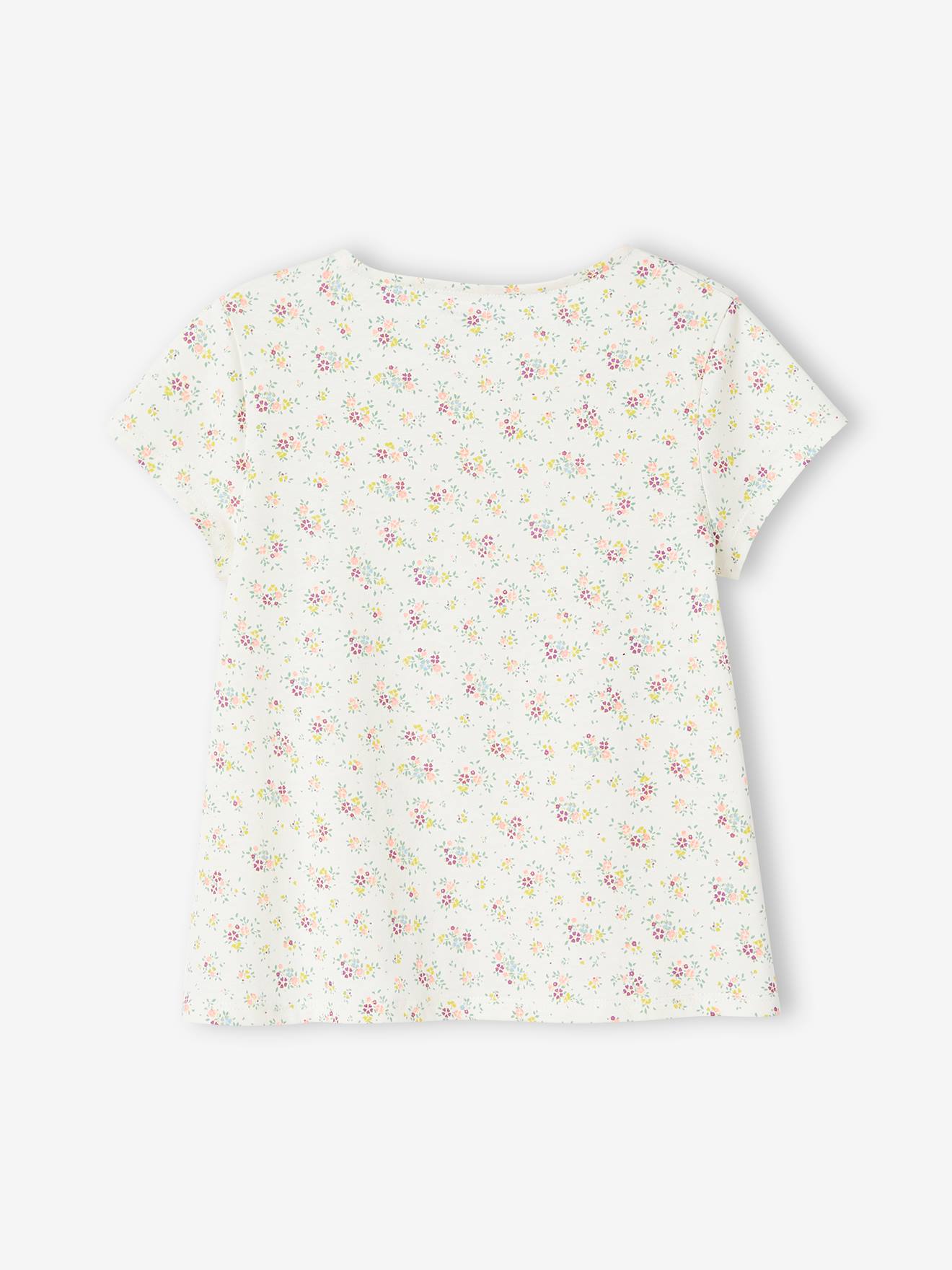 Blusa estilo camiseta floral azul claro para meninas