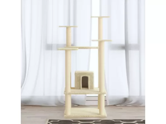 Arbre à chat avec griffoirs en sisal Crème 110 cm