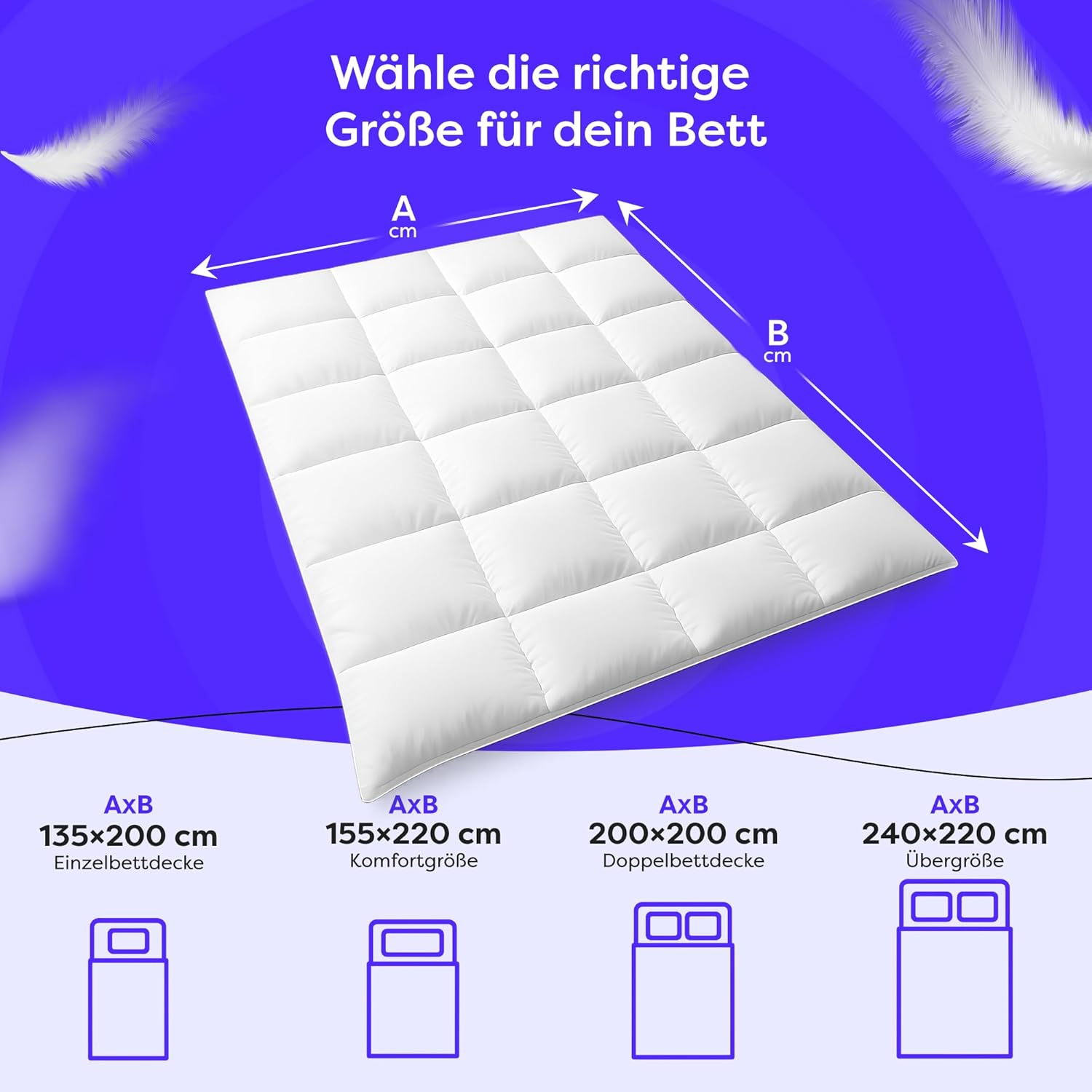 Wolkenfeld Winterbettdecke 135x200cm, Gänsedaunen & Federn, 500 g/m², Extrawarme Daunendecke 135x200 Anti-Milben, Hypoallergen, Waschbar, Bettdecken Made in EU, Oeko-TEX & Downpass Zertifizier