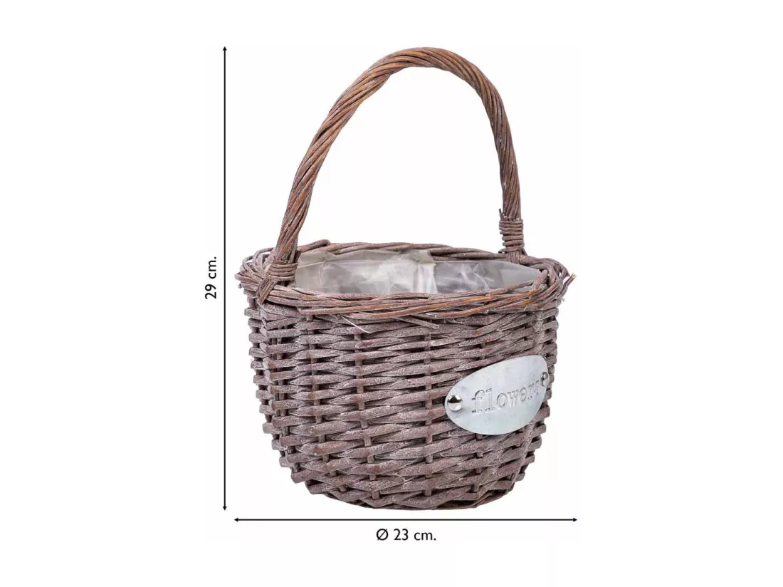 Panier en osier rose d23x29h