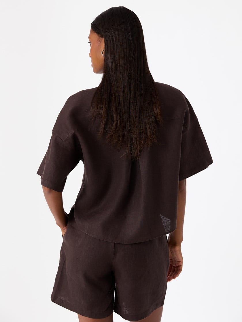 Diondra linskjorte Chocolate Brown