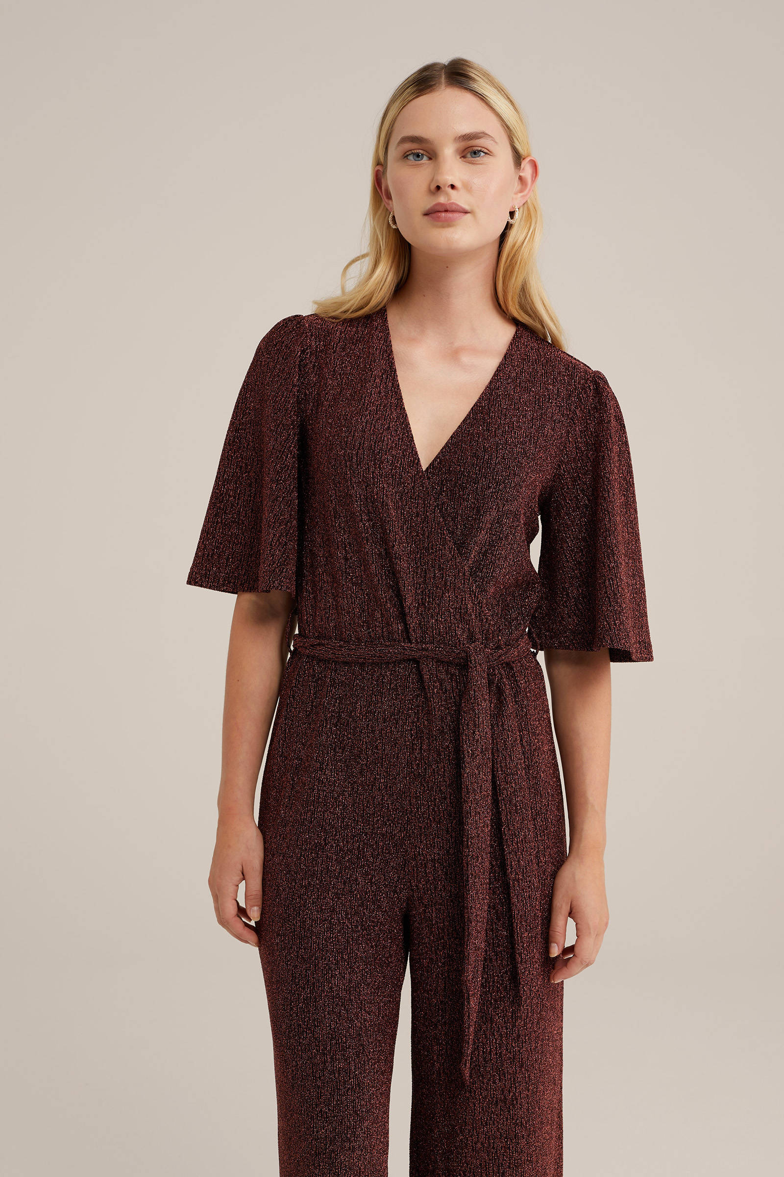 WE Fashion roodbruin met lurex