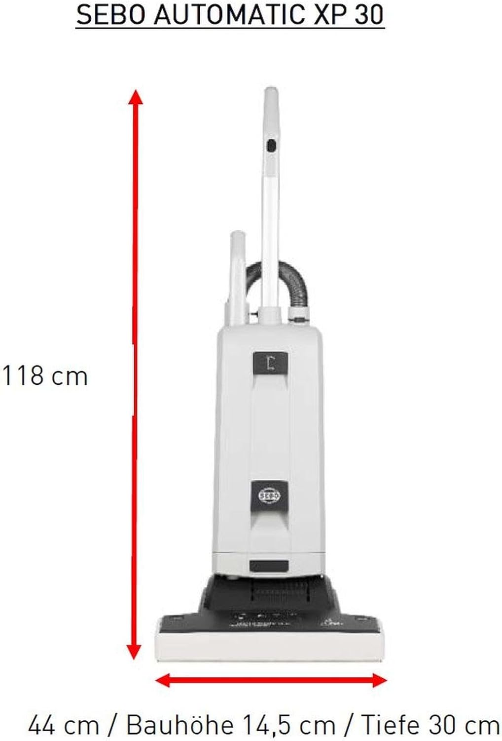 SEBO AUTOMATIC XP 30 Profi-Bürstsauger, grau, Leistung: 890W, 44cm Arbeitsbreite, 13m Aktionsradius., automatische Einstellung Bürsthöhe, wechselbarer Bürstenstreifen, mit Polster- und Fugendüse
