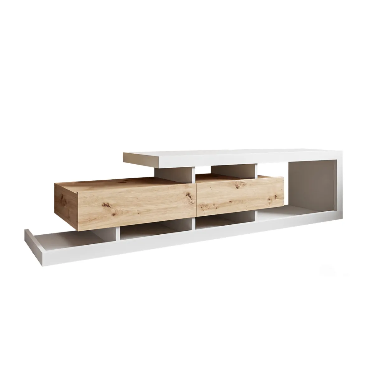 BESTMOBILIER Olga Meuble TV bois et blanc