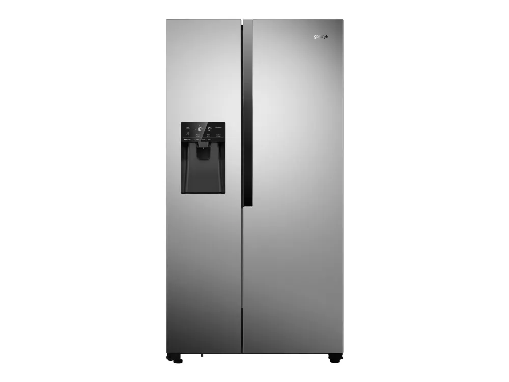 Gorenje NRS9182VX - Køleskab/fryser - side-by-side med vanddispenser, isdispenser - bredde: 90.8 cm - dybde: 67.9 cm - højde: 179.3 cm - 562 liter - Klasse E - rustfrit stål
