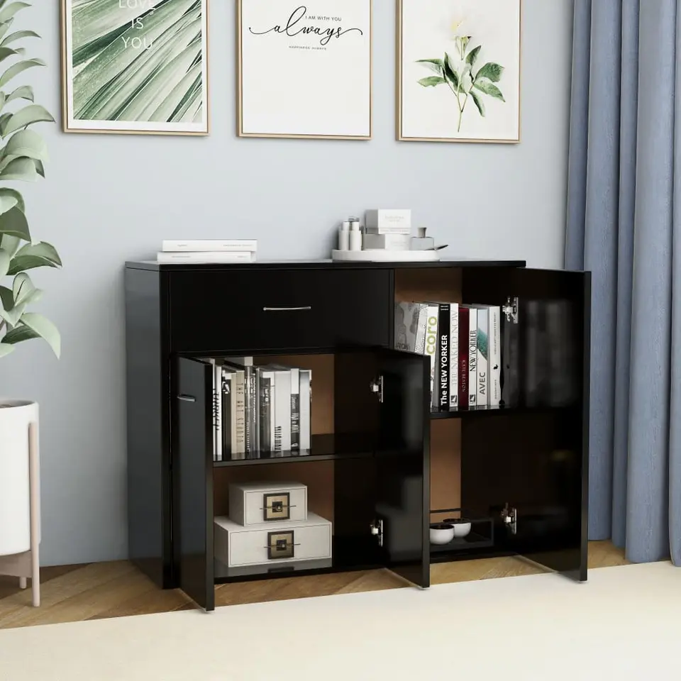 vidaXL - Dressoir - Zwart - Bewerkt hout