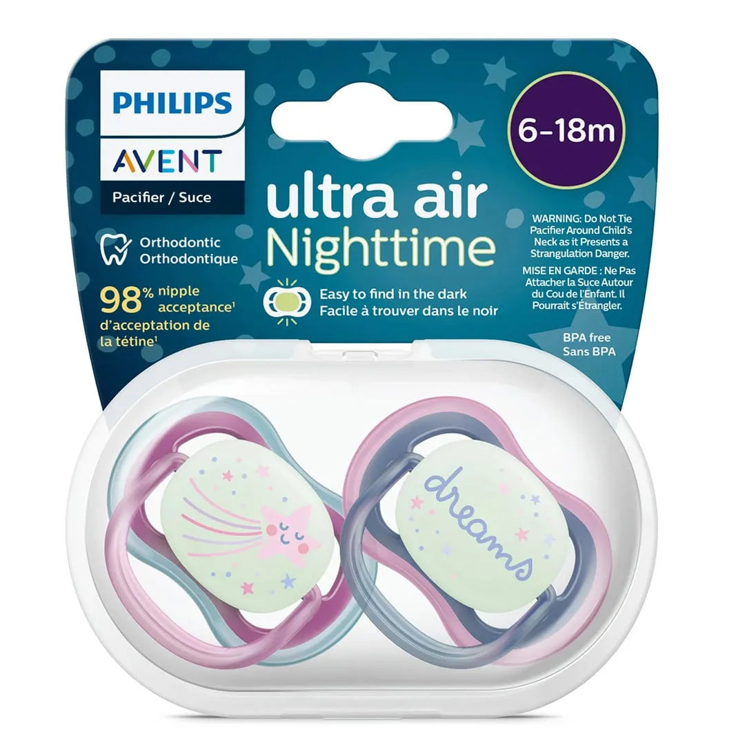 Philips Avent Suce Ultra Air Nighttime 6-18 mois Étoile Endormie  Lune (2)
