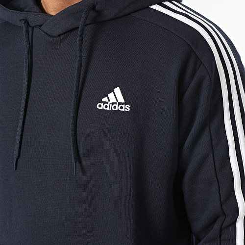 Sweat Capuche A Bandes 3 Stripes IC0436 Bleu Marine