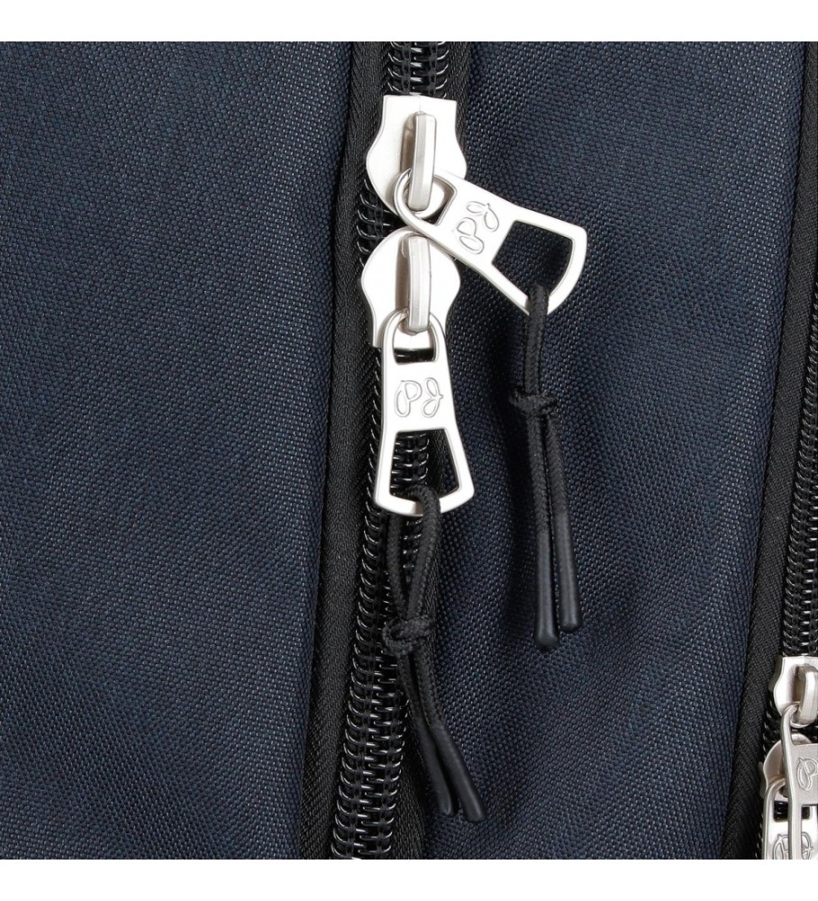 Mochila Pepe Jeans Cromwell com dois compartimentos, 45 cm, adaptável a mala de rodinhas, preta.