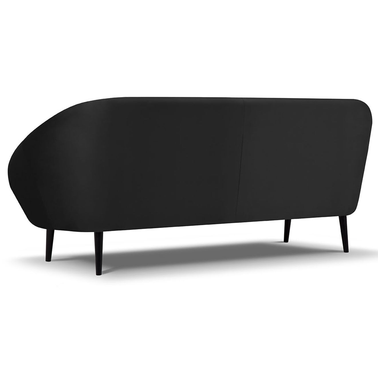 Mazzini Sofas Canapé velours petale 3 places noir - 222x90x92 cm
