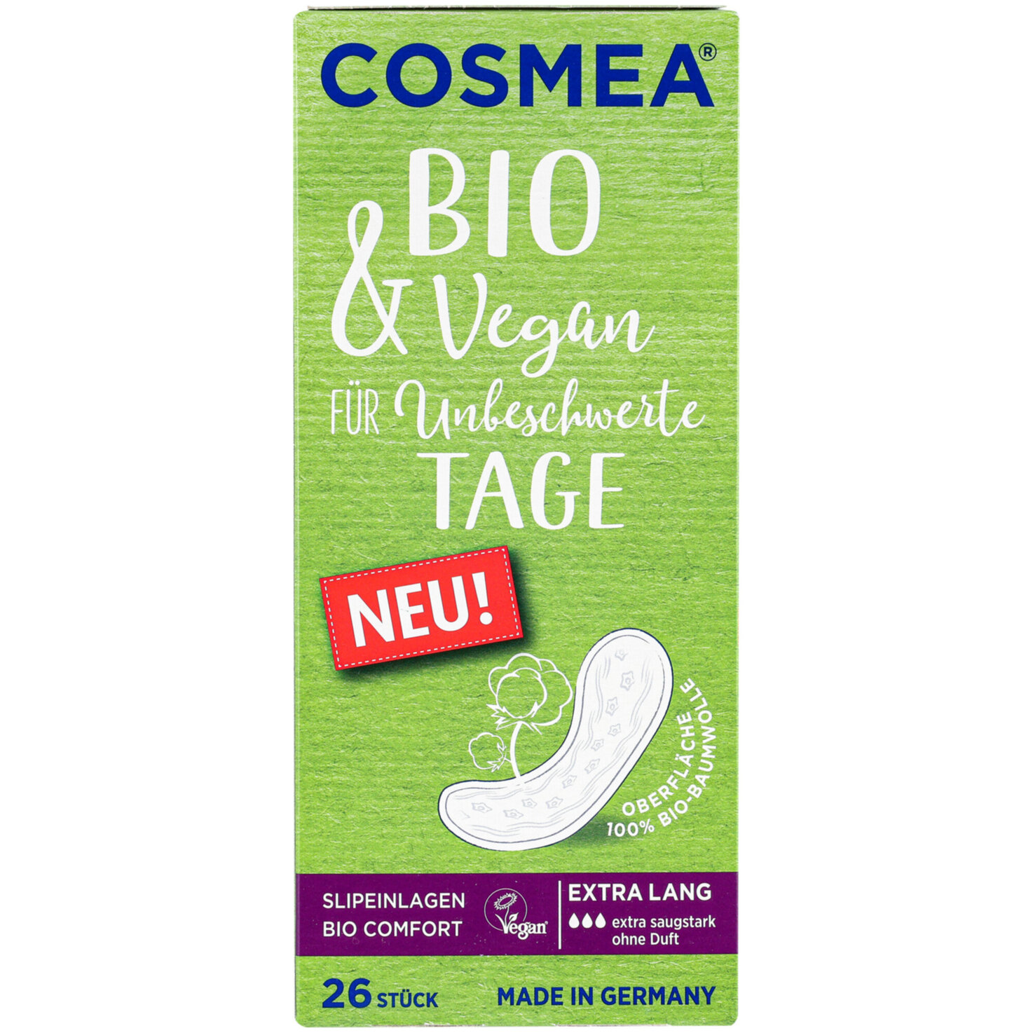 COSMEA Bio Slipeinlagen Extra Lang 26 Stück