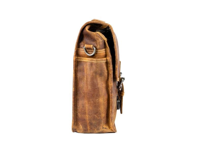 Alpenleder Kamera-Tasche Reporter Beige Umhängetasche aus Echtleder