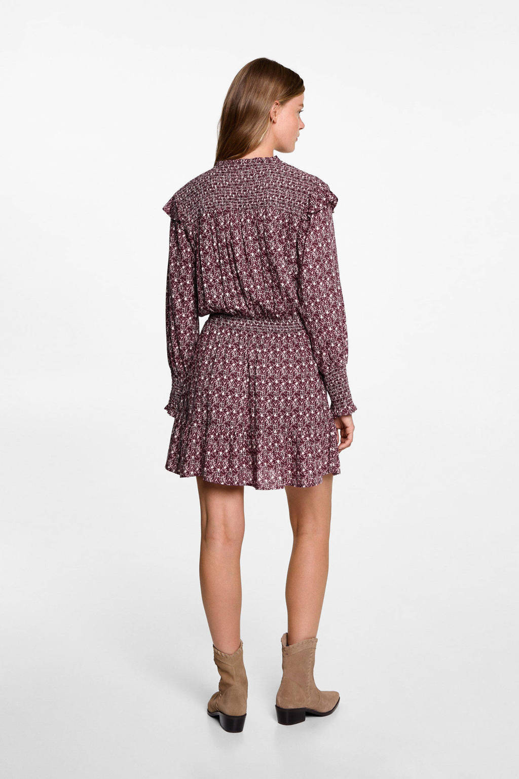 MANGO TEEN jurk met all over print donkerroze