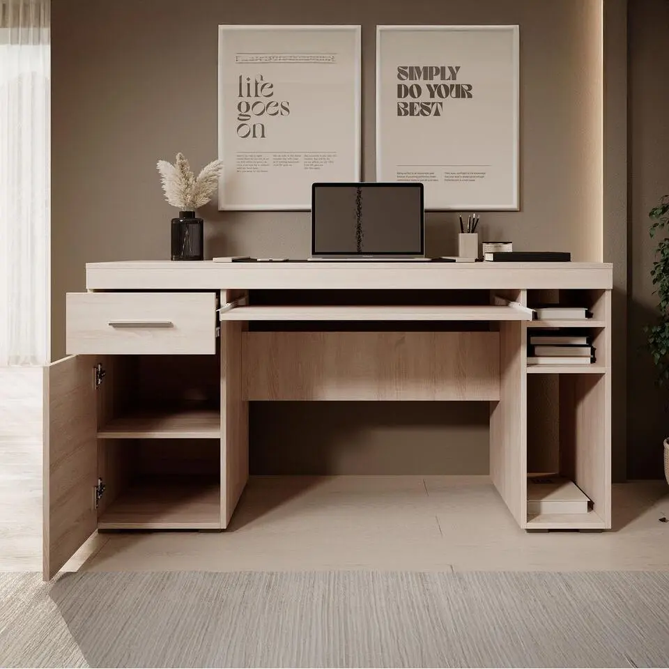 Meubella - Bureau Acta - Eiken - 145 cm