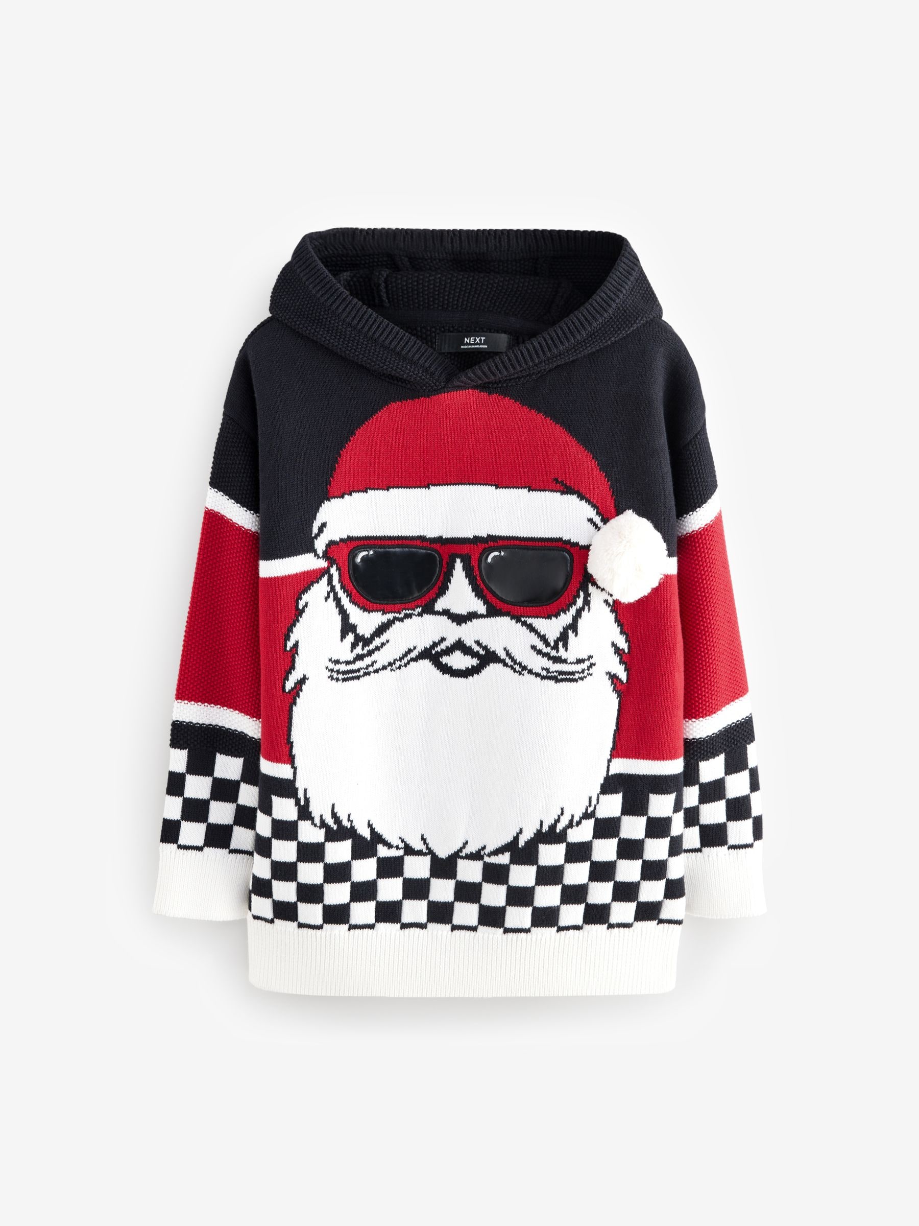 Kerstman met kleurvlakken - 100% katoenen Kerstmis trui met capuchon (3-16jr)