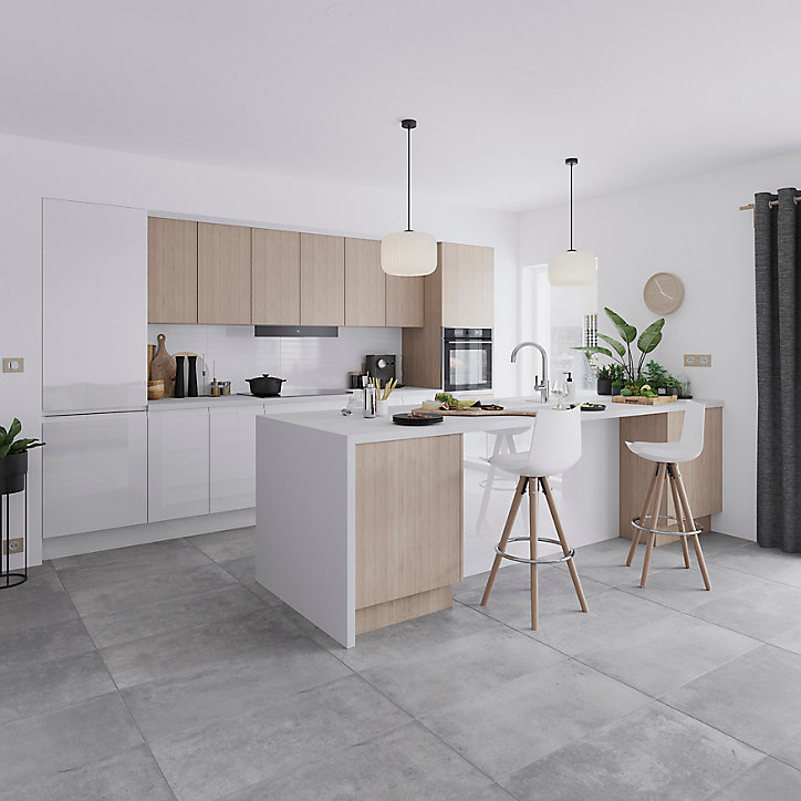Joue de finition pour colonne XL électroménager Goodhome Chia chêne clair H. 240 cm x l. 61 cm x Ep. 18 mm